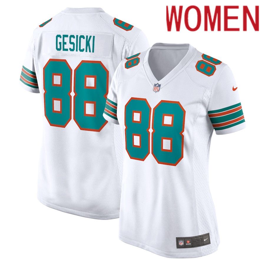 Women Miami Dolphins 88 Mike Gesicki Nike White Alternate Game NFL Jersey